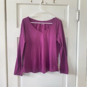 ANN TAYLOR LOFT Long Sleeve Jersey Maroon Women's T Shirt Size Large